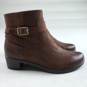 Dansko Cagney Ankle Boot Womens 7.5-8 EU 38 Brown Burnished Leather Side Zip